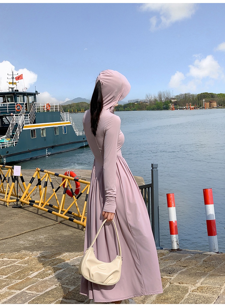 ActiveGo ActiveGo Nylon Xiangxiu stesso stile coreano corpo intero UV protezione solare lunga abbigliamento con cappuccio_voghion.com