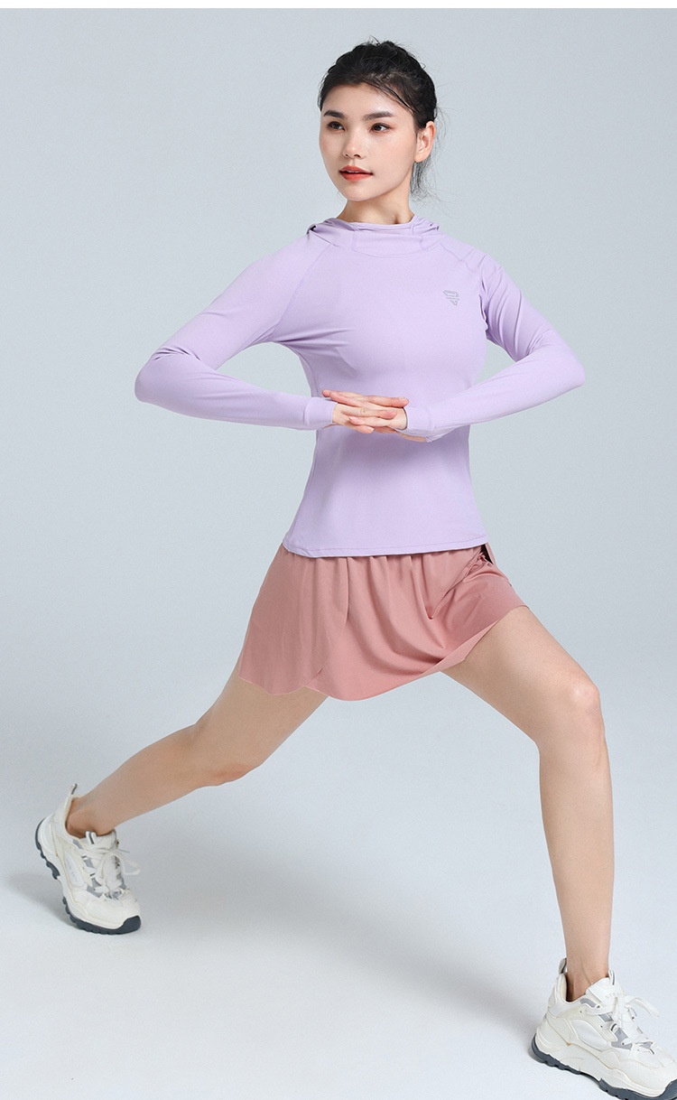 ActiveGo Yoga Fitness Abbigliamento da donna Felpa con cappuccio a maniche lunghe, ad asciugatura rapida, traspirante, sottile, protezione solare, sport all'aria aperta, elastico alto_voghion.com