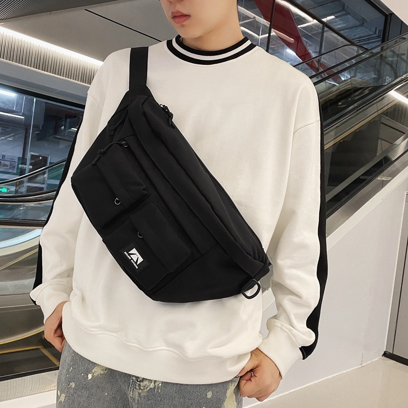 001 Crossbody For Men And Women, Student Simple Sports Large Capacity Chest Bag, Solid Color Casual Work Compartment_voghion.com