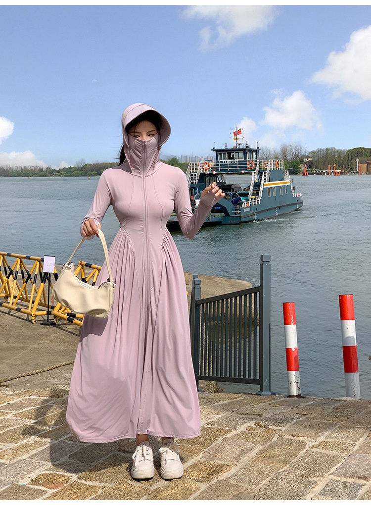 ActiveGo ActiveGo Nylon Xiangxiu stesso stile coreano corpo intero UV protezione solare lunga abbigliamento con cappuccio_voghion.com