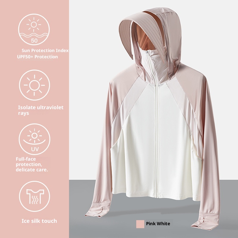 ActiveGo Yunduo Original YKK Zipper Large Brim Cloak Coat Ice Silk Abbigliamento protettivo solare UV per donna_voghion.com