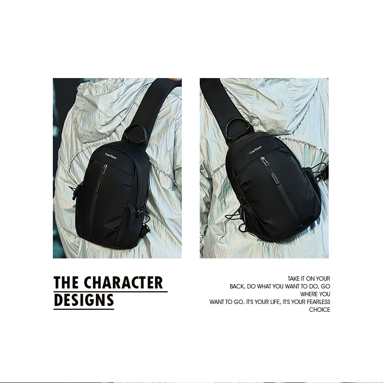 001 Korean Style Trendy Casual Men's Chest Sports Cycling Waterproof Port Shoulder Simple Fashion Crossbody Bag_voghion.com