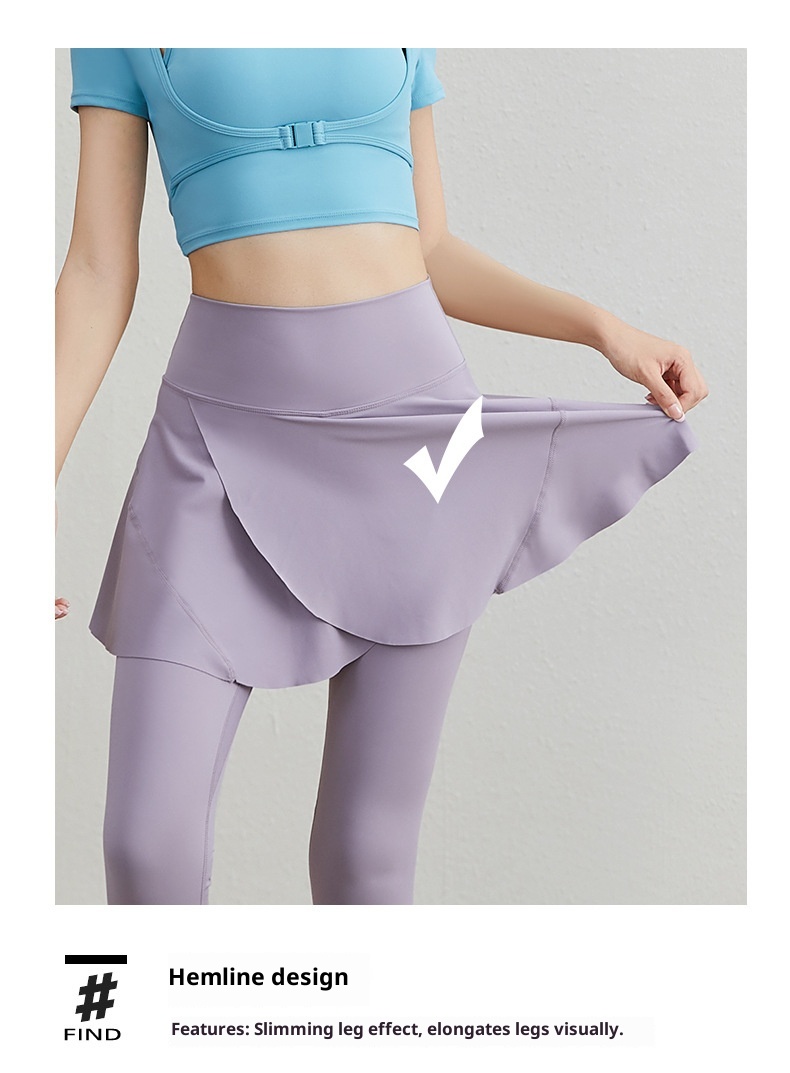 ActiveGo ActiveGo Yoga Peach Hip High Waist Elastic Tummy Control Running Fitness Covering Flaws Ruffled Outdoor Sports Dance Skirt Pants_voghion.com