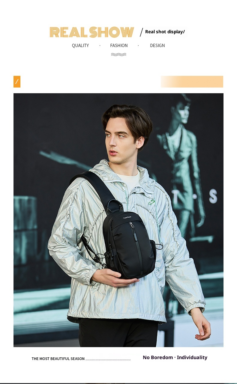 001 Korean Style Trendy Casual Men's Chest Sports Cycling Waterproof Port Shoulder Simple Fashion Crossbody Bag_voghion.com