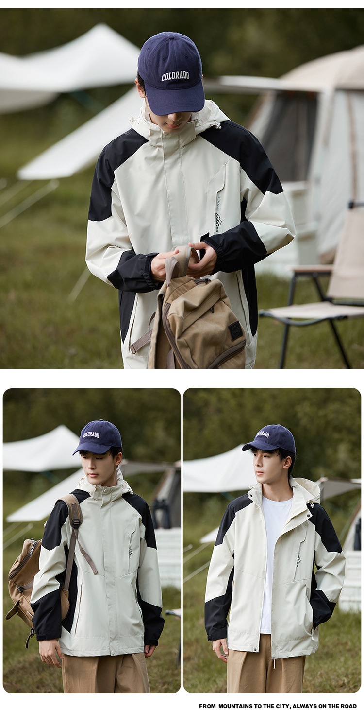 ActiveGo ActiveGo 2023 New Spring And Autumn Outdoor Color Block Women Trendy Windproof Hiking Jacket Men Mountain Style Camping_voghion.com