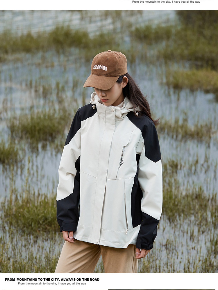 ActiveGo ActiveGo 2023 New Spring And Autumn Outdoor Color Block Women Trendy Windproof Hiking Jacket Men Mountain Style Camping_voghion.com