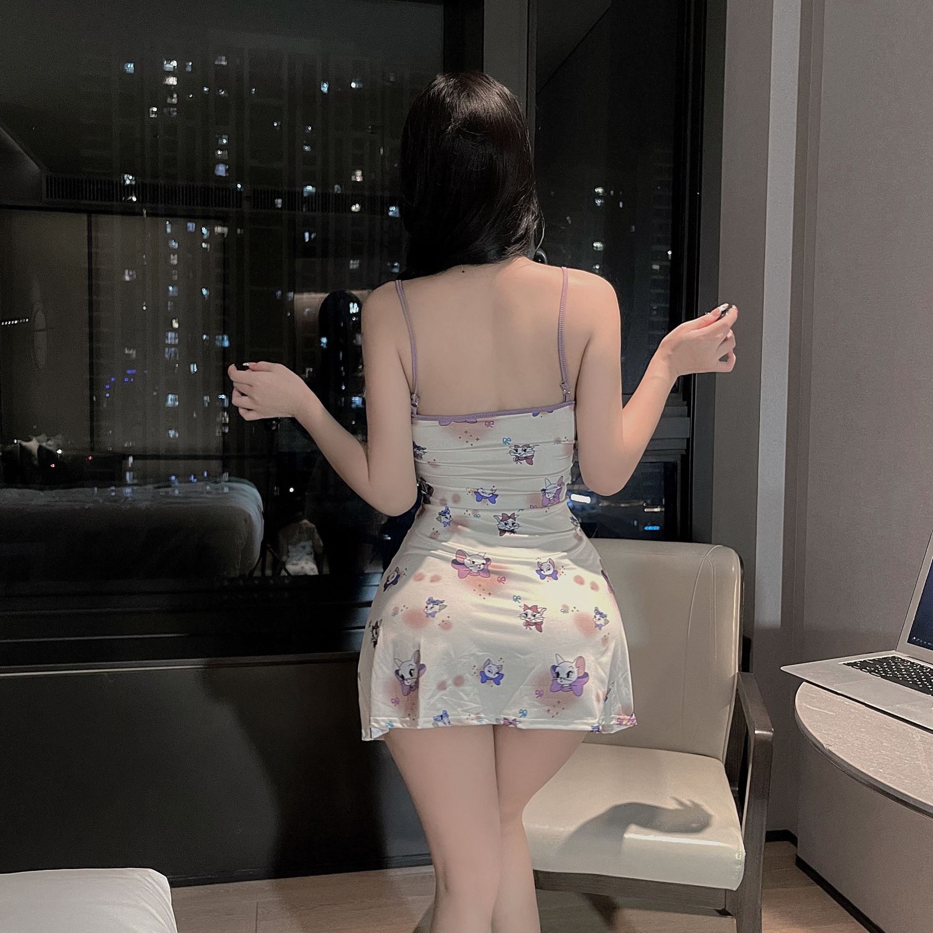 Nuisette imprimée LuvBox Lingerie avec coussinets de poitrine pour femme, sans manches, moulante, courte, Pure Desire, Hot Girl, sexy QQNY_voghion.com