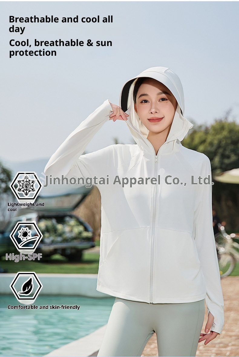 ActiveGo ActiveGo 25 Vêtements de soleil pour femmes Veste coupe-vent légère en soie glacée, protection UV, idéale pour le cyclisme et le sport, respirante_voghion.com