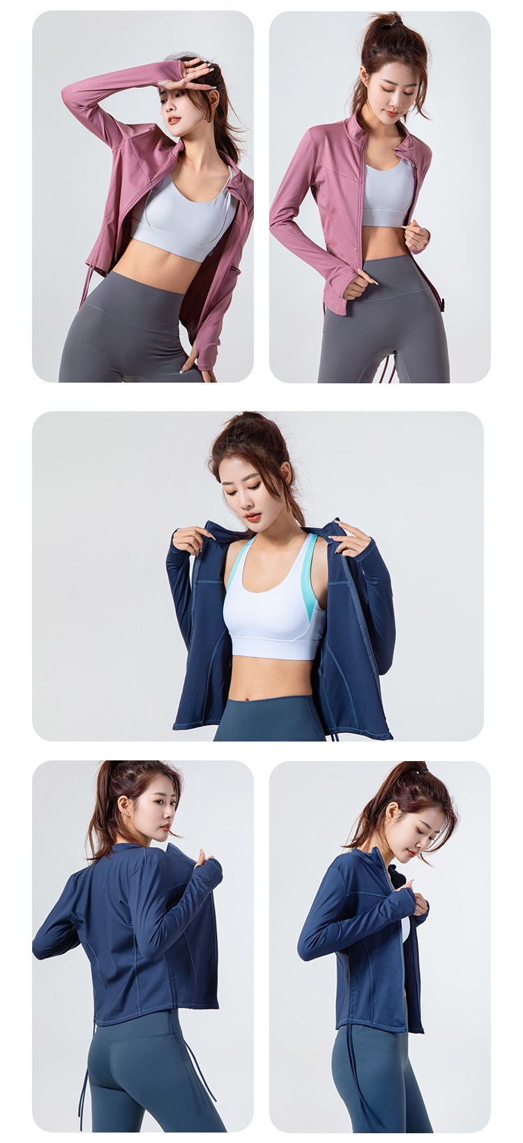 ActiveGo Yoga Jacket Top Dames Elastische Ritssluiting Outdoor Lange Mouw Fitnesskleding Kan Buiten Worden Gedragen Strak En Geruit_voghion.com
