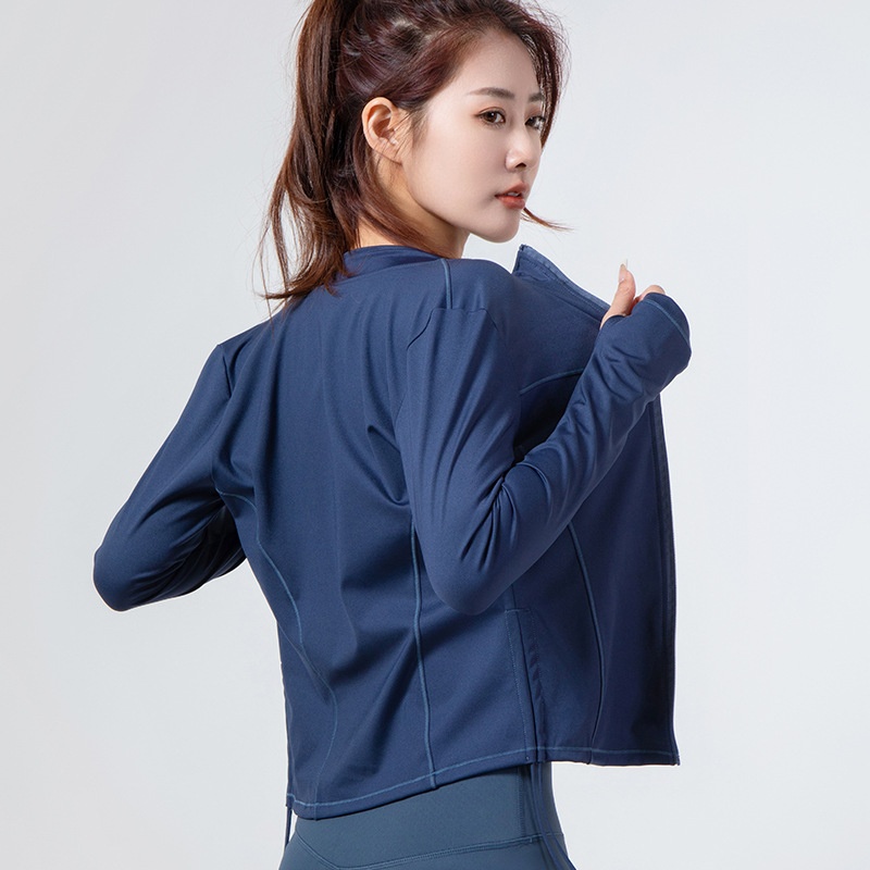 ActiveGo Yoga Jacket Top Dames Elastische Ritssluiting Outdoor Lange Mouw Fitnesskleding Kan Buiten Worden Gedragen Strak En Geruit_voghion.com
