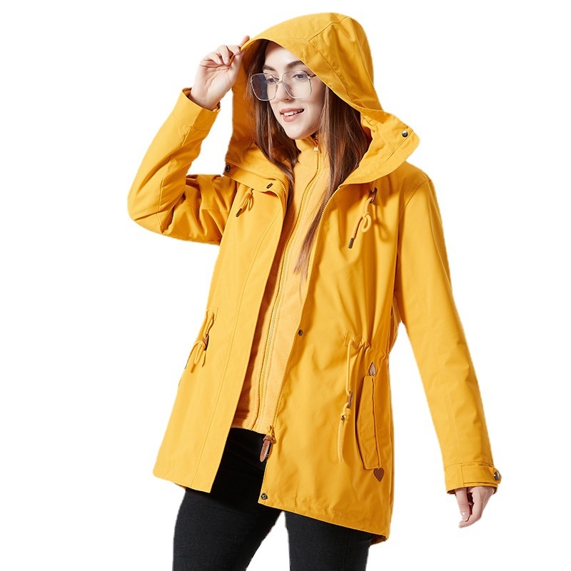 Giacca impermeabile antivento trench di media lunghezza da donna ActiveGo, modello invernale 3 in 1, molto venduta oltre confine_voghion.com