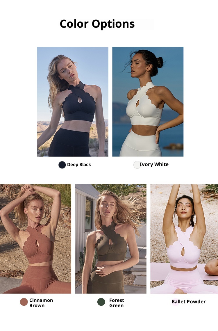 ActiveGo Contour Lace Cross Gather Yoga Bra Vest Style Fitness Wearable Outdoor Sports Two-Piece Set_voghion.com