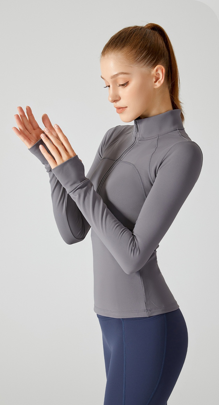 ActiveGo ActiveGo Nuovo top fitness spesso foderato in pile con mezza cerniera, giacca sportiva slim fit con collo alto per donna, caldo cappotto da yoga_voghion.com