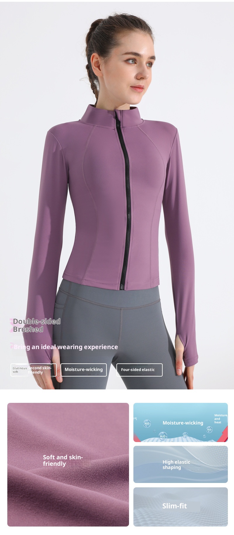 ActiveGo ActiveGo Nuovo Autunno Inverno Sport Yoga Giacca Donna Elasticizzata Corsa Outdoor Lulu Fitness Vestiti Colletto alla coreana Manica lunga_voghion.com