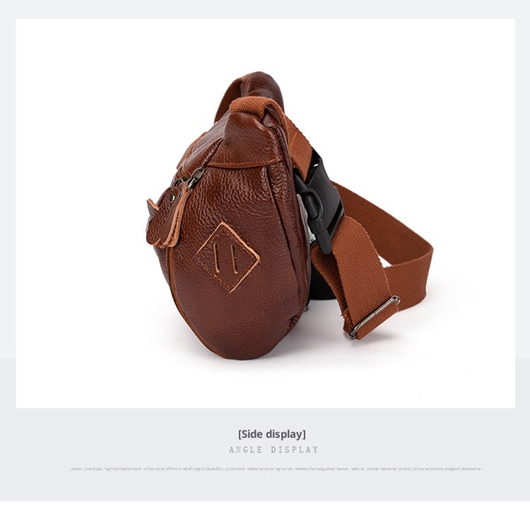 001 HANHOO Fashion Genuine Leather Waist Outdoor Casual Multi-Functional Crossbody Chest Large Capacity Top Layer Cowhide_voghion.com