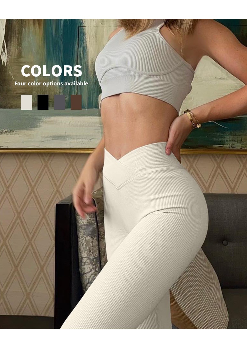 ActiveGo European And American Seamless Threaded Cross Waist Yoga High Elasticity Tummy Control Quick-Dry Skin-Friendly Outdoor_voghion.com