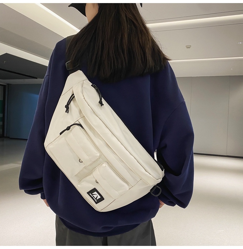 001 Crossbody For Men And Women, Student Simple Sports Large Capacity Chest Bag, Solid Color Casual Work Compartment_voghion.com