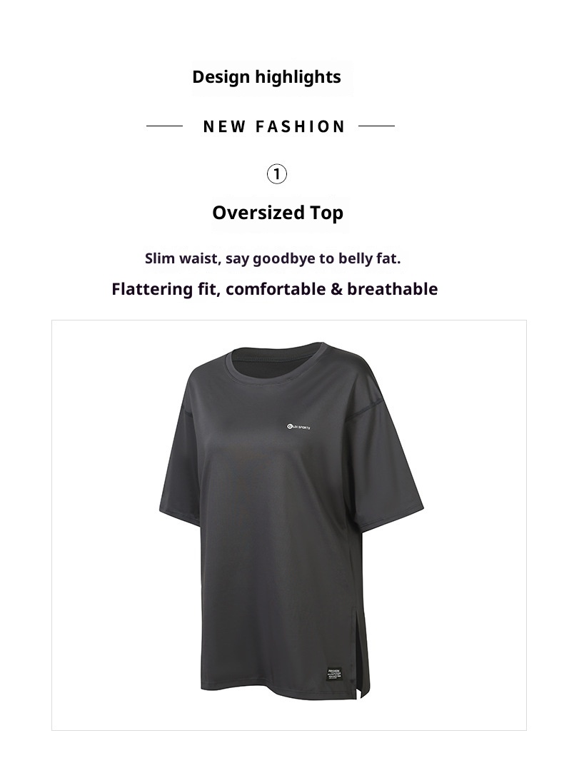 T-shirt ActiveGo New Outdoor Yoga à manches courtes pour femmes, haut de sport et de fitness, coupe ample, grandes tailles, vêtements de course à pied en gros_voghion.com