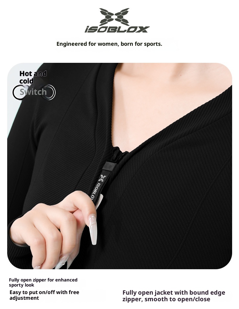 ActiveGo Sports Outdoor Fitness Jacket Women Zipper Style Wear Top With Thumb Long Sleeve Clothes Yoga Quick Dry_voghion.com