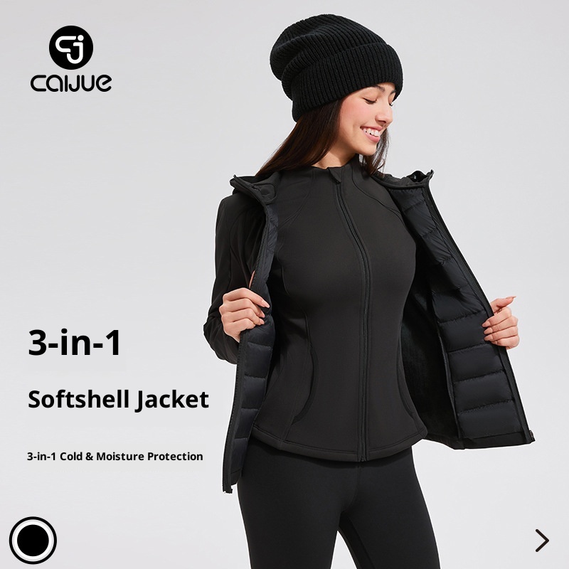 ActiveGo Autumn Winter New Sports Women Goose Warm Three-in-One Soft Shell Slim Fit Outdoor Down Jacket_voghion.com