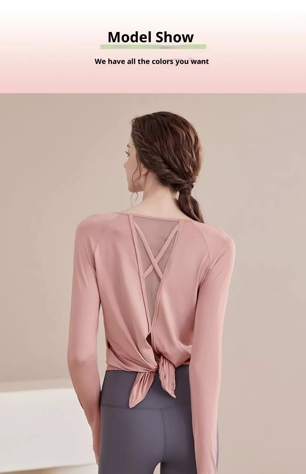 Haut de yoga ActiveGo pour femme, vêtement de sport ample et amincissant pour l'automne, idéal pour le fitness et la salle de sport. Manches longues en maille._voghion.com