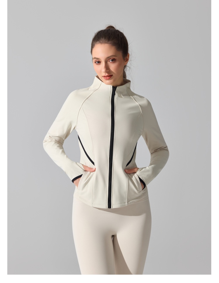 ActiveGo ActiveGo Fleece Warme Yogajacke Herbst Winter Outdoor Laufen Fitness Top Sport Cardigan Stehkragen Reißverschluss Langarm Damen_voghion.com