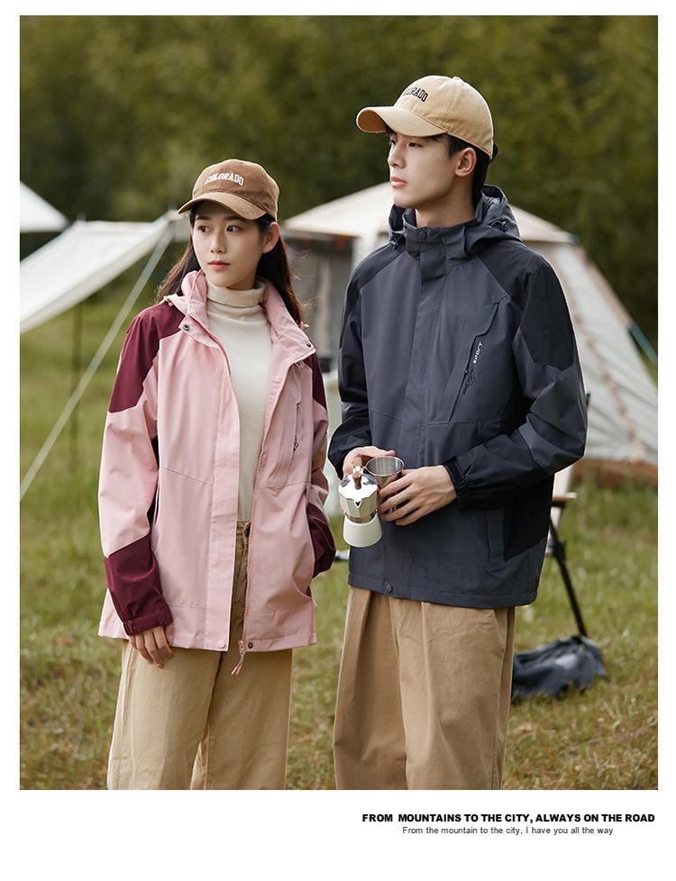 ActiveGo ActiveGo 2023 New Spring And Autumn Outdoor Color Block Women Trendy Windproof Hiking Jacket Men Mountain Style Camping_voghion.com