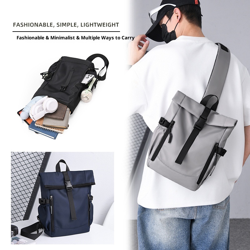 001 Cross-border New Men's Multifunctional Shoulder Commuting Simple Lightweight Chest Bag Large Capacity Outdoor_voghion.com