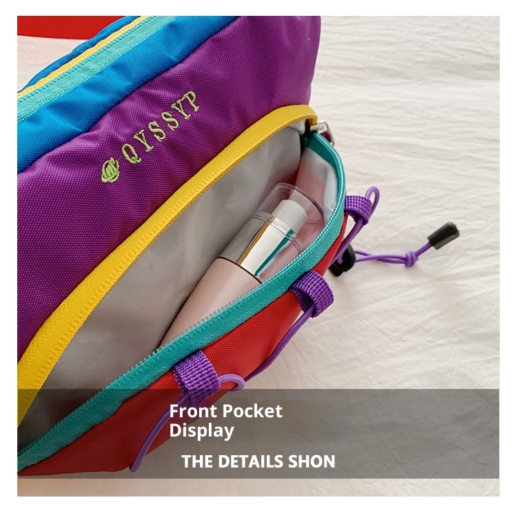 001 Foreign Trade Patchwork Color-Block Women's Chest Lightweight Outdoor Sports Cycling Phone Waist Dopamine Trendy_voghion.com