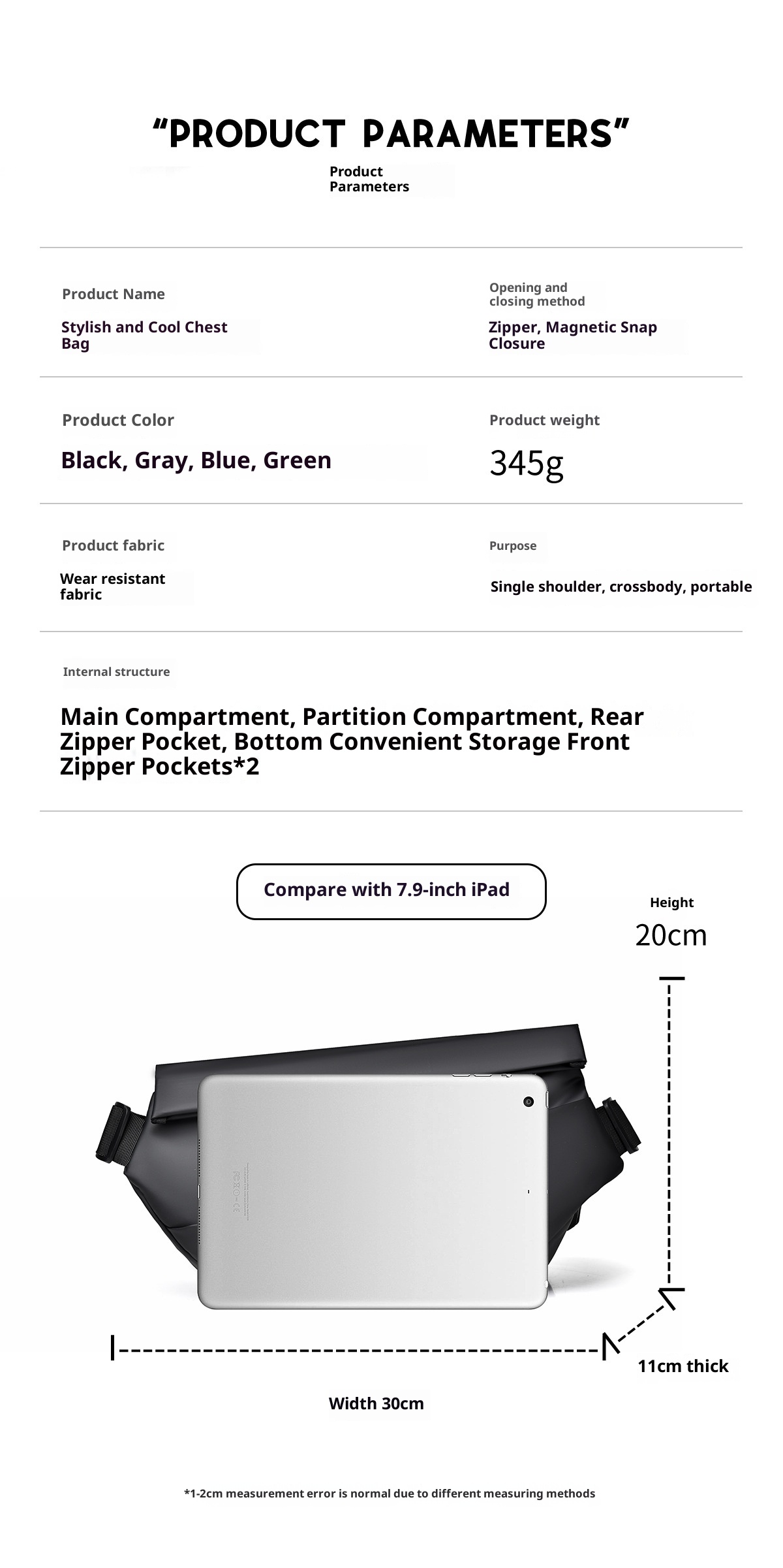 001 Waterproof Trendy Multi-layer Men's Motorcycle Crossbody Hot-selling Chest Multi-functional Magnetic Buckle_voghion.com