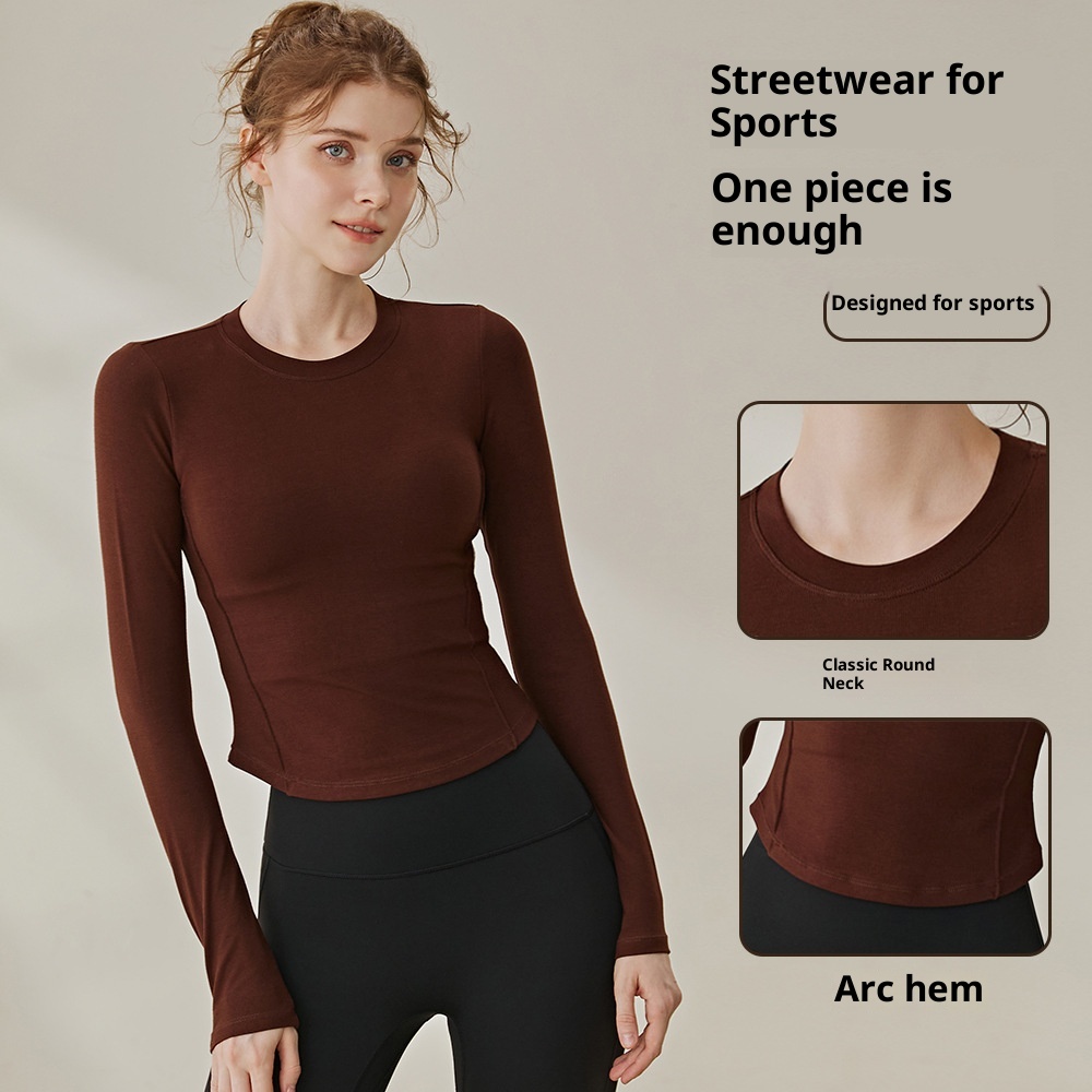 ActiveGo 2025 Autunno Nuovo Abbigliamento Yoga Dimagrante Fitness da Donna Spos Allenamento Corsa all'Aperto Girocollo Manica Lunga_voghion.com