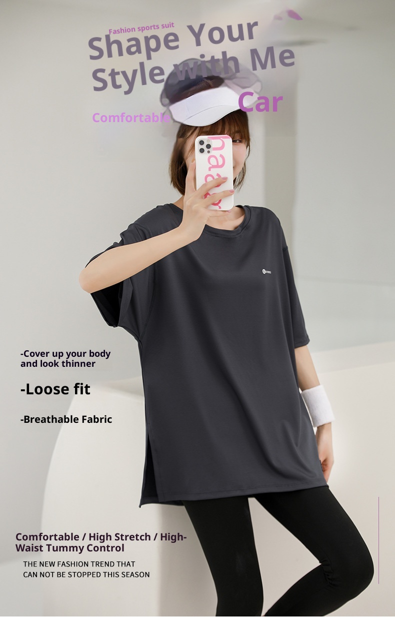 T-shirt ActiveGo New Outdoor Yoga à manches courtes pour femmes, haut de sport et de fitness, coupe ample, grandes tailles, vêtements de course à pied en gros_voghion.com