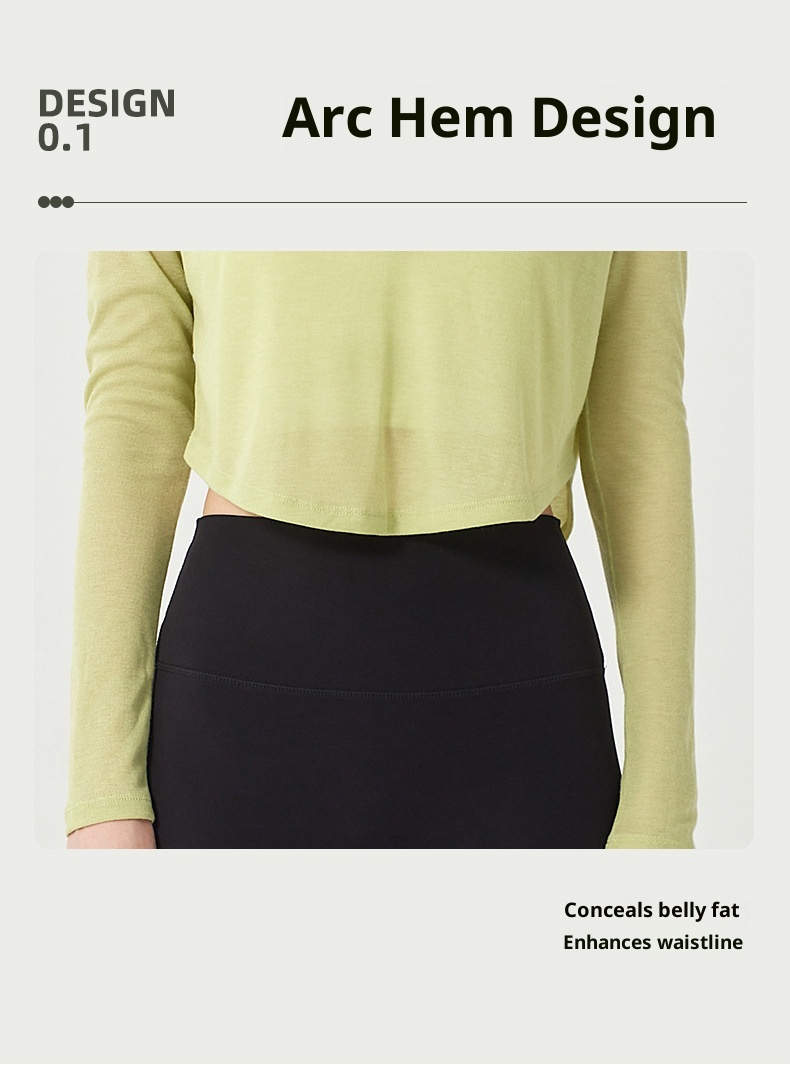 Camiseta de yoga ActiveGo con cuello en V, manga larga, corta, fina, transpirable, holgada, para fitness, de secado rápido._voghion.com