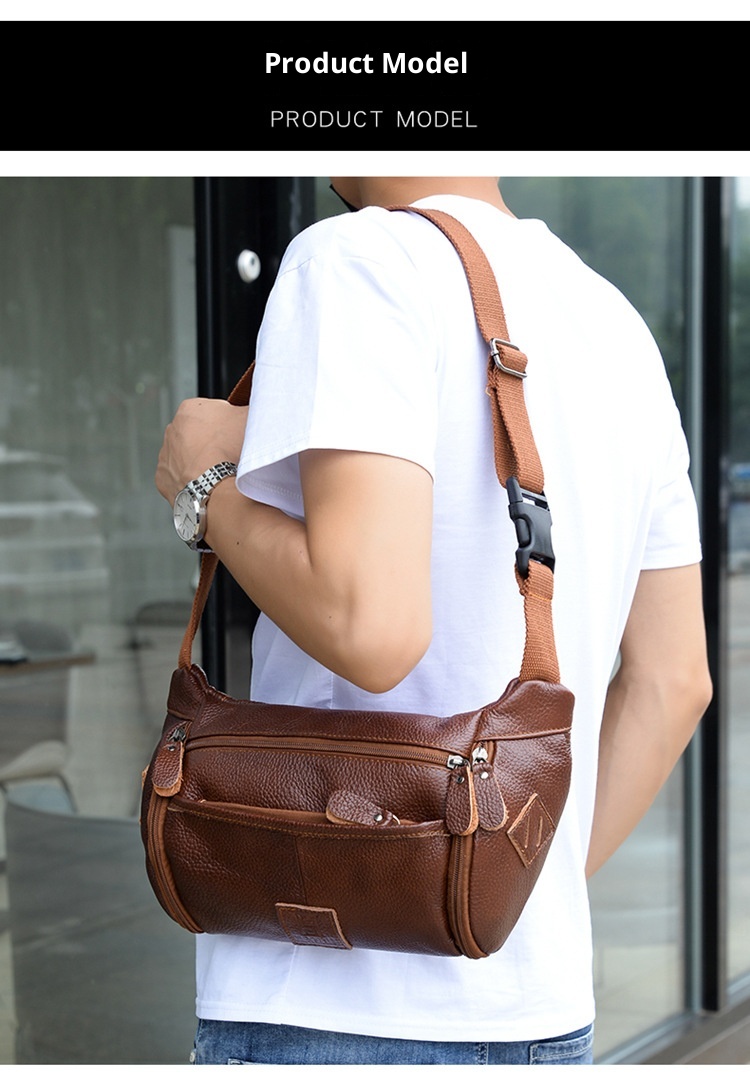 001 HANHOO Fashion Genuine Leather Waist Outdoor Casual Multi-Functional Crossbody Chest Large Capacity Top Layer Cowhide_voghion.com