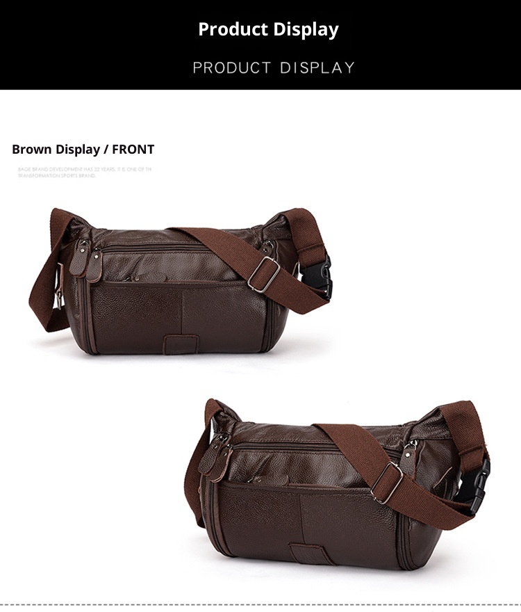 001 HANHOO Fashion Genuine Leather Waist Outdoor Casual Multi-Functional Crossbody Chest Large Capacity Top Layer Cowhide_voghion.com