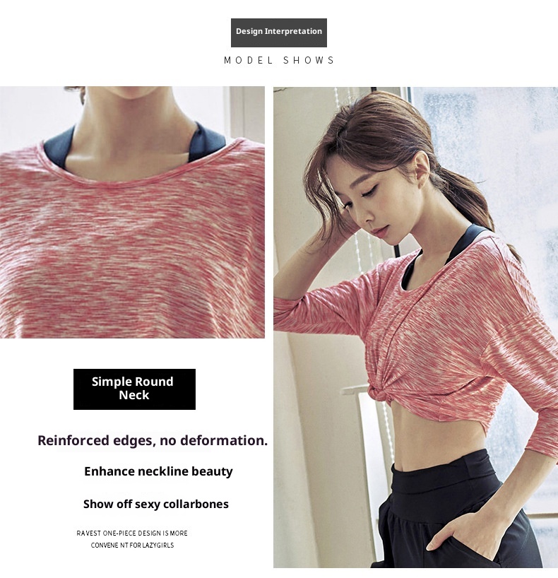 Maglietta sportiva larga ActiveGo per allenamento yoga all'aperto e fitness da ragazza, taglie forti, ad asciugatura rapida_voghion.com