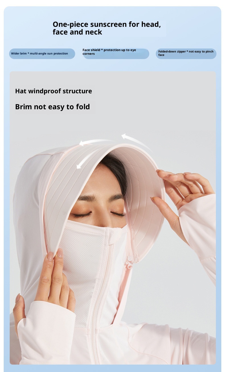 ActiveGo Yunduo Original YKK Zipper Large Brim Cloak Coat Ice Silk Abbigliamento protettivo solare UV per donna_voghion.com