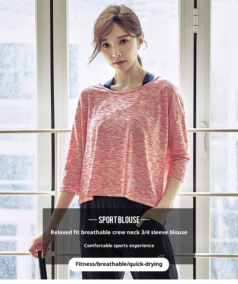 Maglietta sportiva larga ActiveGo per allenamento yoga all'aperto e fitness da ragazza, taglie forti, ad asciugatura rapida_voghion.com