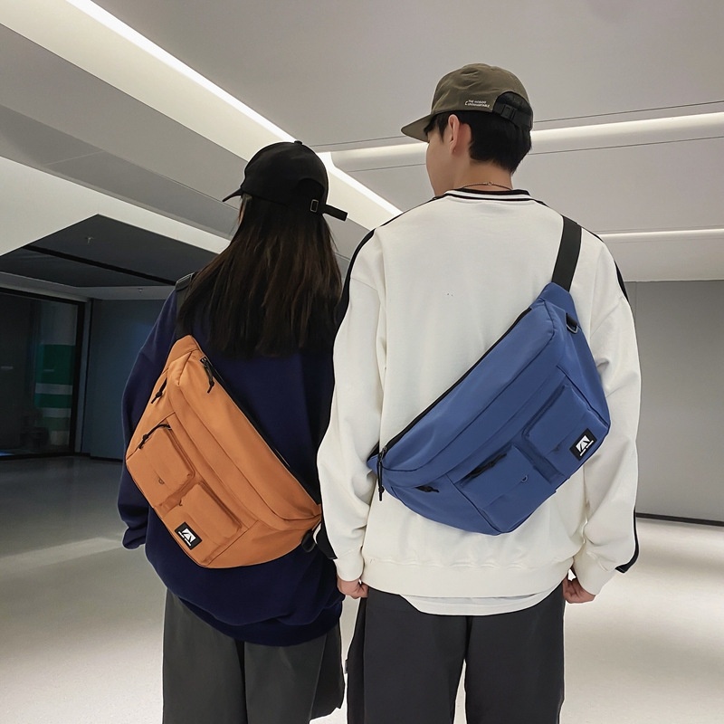 001 Crossbody For Men And Women, Student Simple Sports Large Capacity Chest Bag, Solid Color Casual Work Compartment_voghion.com