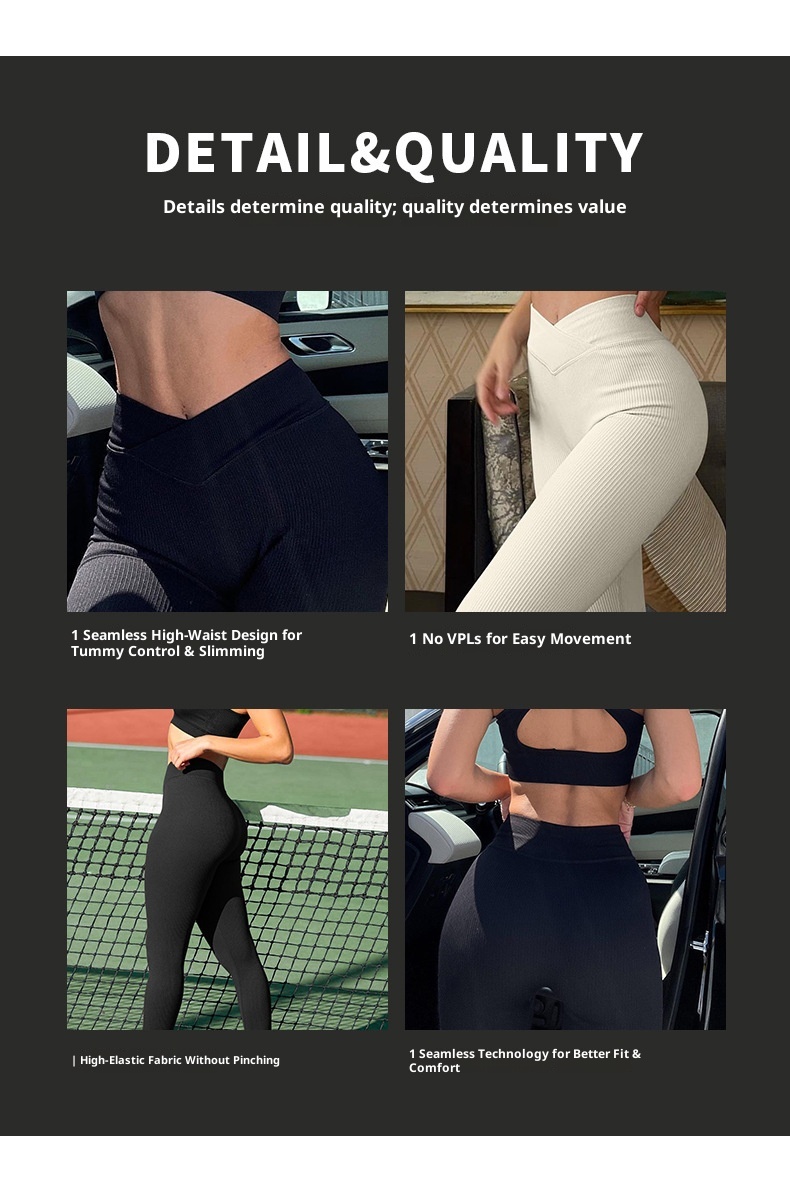 ActiveGo European And American Seamless Threaded Cross Waist Yoga High Elasticity Tummy Control Quick-Dry Skin-Friendly Outdoor_voghion.com