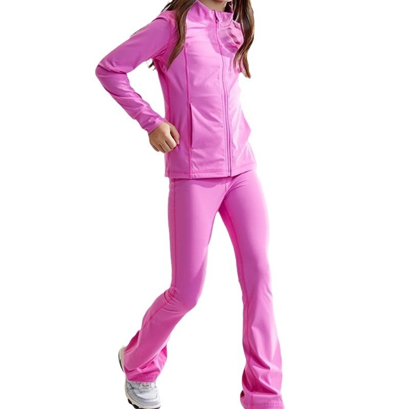 ActiveGo ActiveGo Europese en Amerikaanse UV-bescherming Ademende effen kleur Kinderyogaset Hardloopsport Buiten Lange mouwen Jas_voghion.com