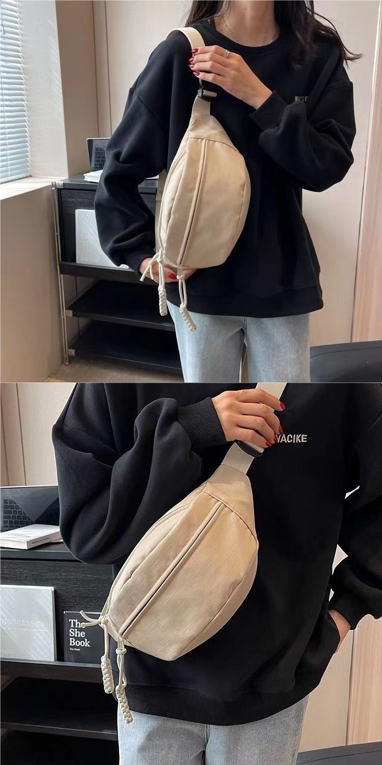 001 INS Crossbody Vintage Chest Solid Color Small Versatile Girl Student Shoulder Women Waist Bag Ladies Niche_voghion.com