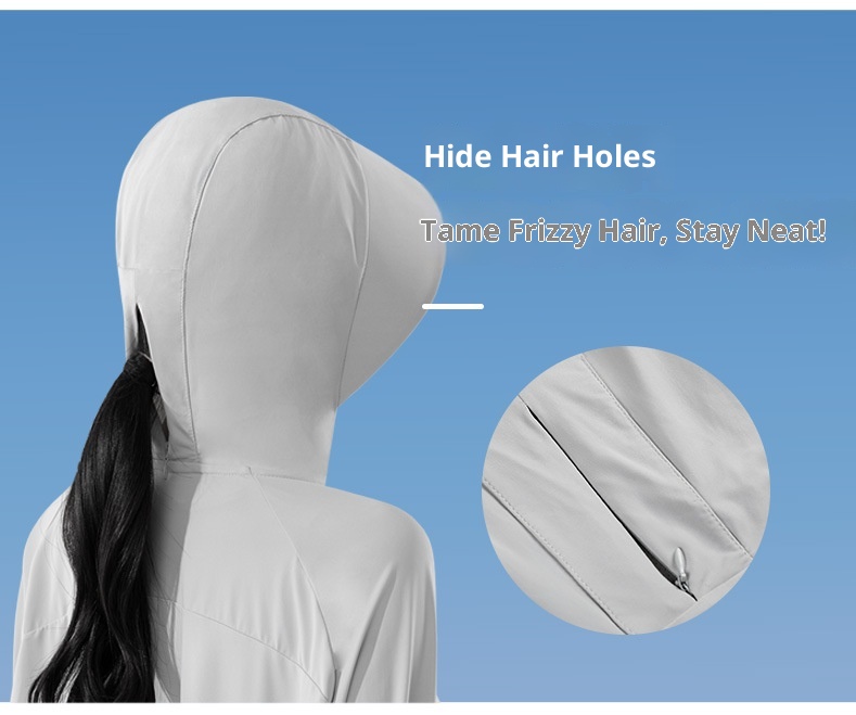 Abbigliamento estivo ActiveGo per donna, giacca corta traspirante con cappuccio isolante, protezione solare UPF50+ UV per esterni_voghion.com