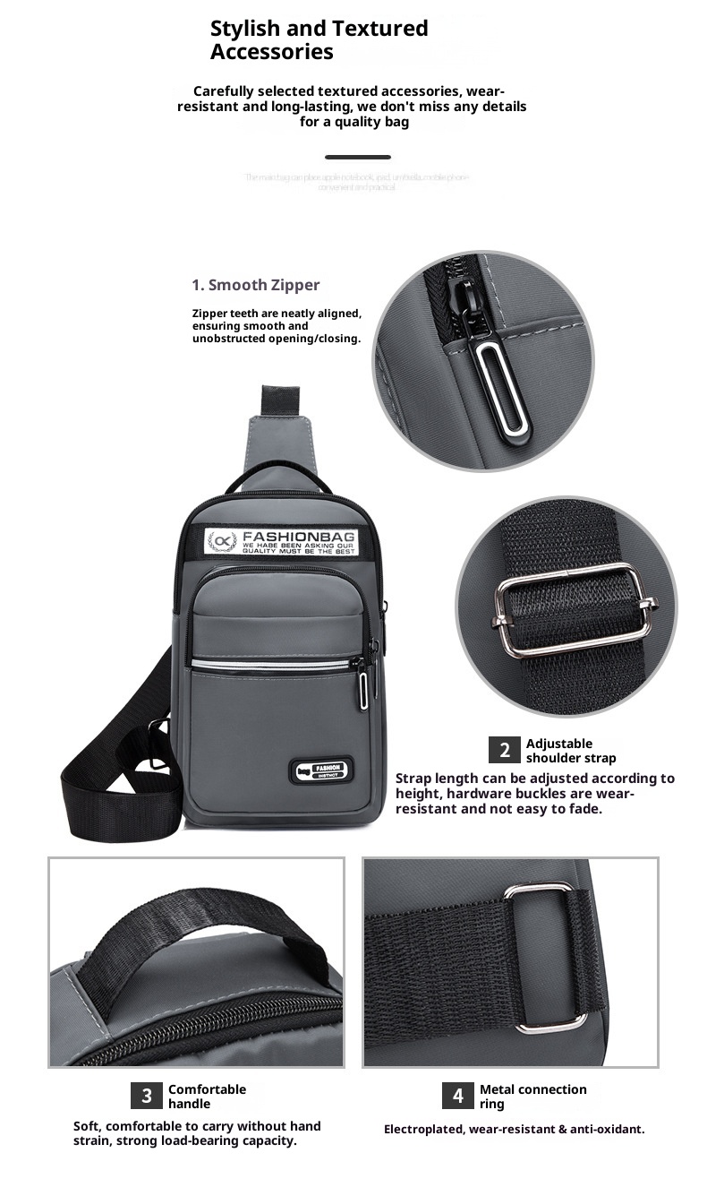 001 Oxford Stoff-Brusttasche, neue lässige Sport-Mehrzwecktasche für Damen und Herren, koreanische Version, große Kapazität, Umhängetasche_voghion.com