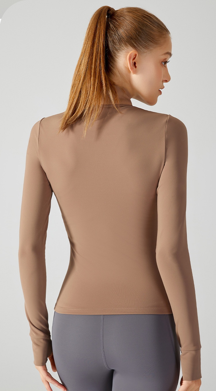 ActiveGo ActiveGo Nuovo top fitness spesso foderato in pile con mezza cerniera, giacca sportiva slim fit con collo alto per donna, caldo cappotto da yoga_voghion.com