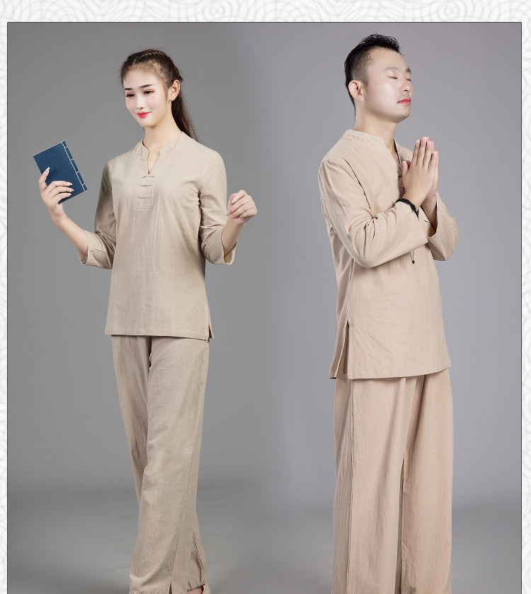 ActiveGo ActiveGo 8808 New Outdoor Sports Cotton And Linen Yoa Clothin For Practitioners, Meditation, Tai Chi Set, One-Piece_voghion.com