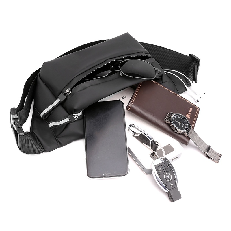 001 Bolso bandolera unisex de estilo informal de negocios, sencillo y con personalidad, ideal para actividades al aire libre, ciclismo y como bolso de cintura._voghion.com