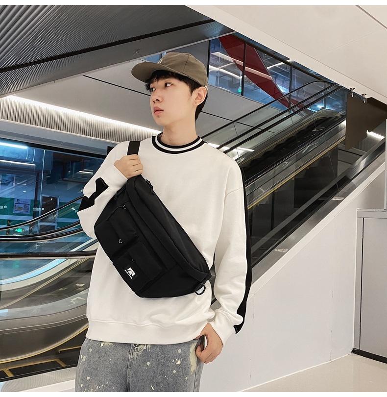 001 Crossbody For Men And Women, Student Simple Sports Large Capacity Chest Bag, Solid Color Casual Work Compartment_voghion.com