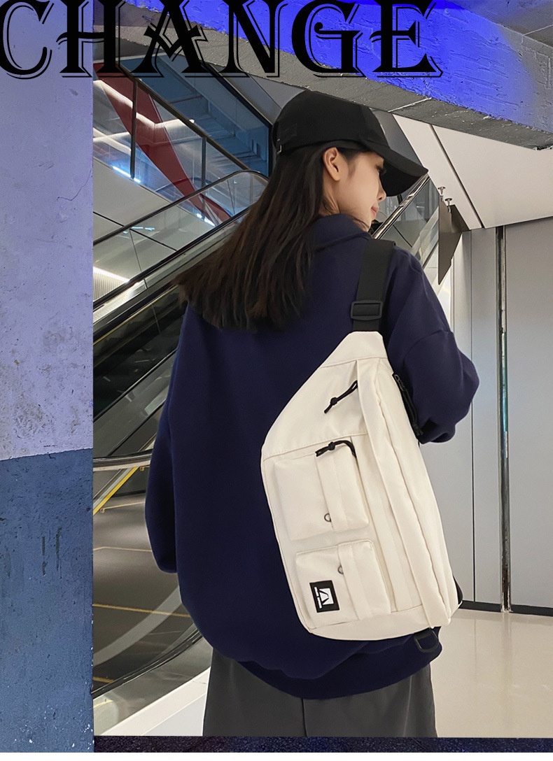 001 Crossbody For Men And Women, Student Simple Sports Large Capacity Chest Bag, Solid Color Casual Work Compartment_voghion.com