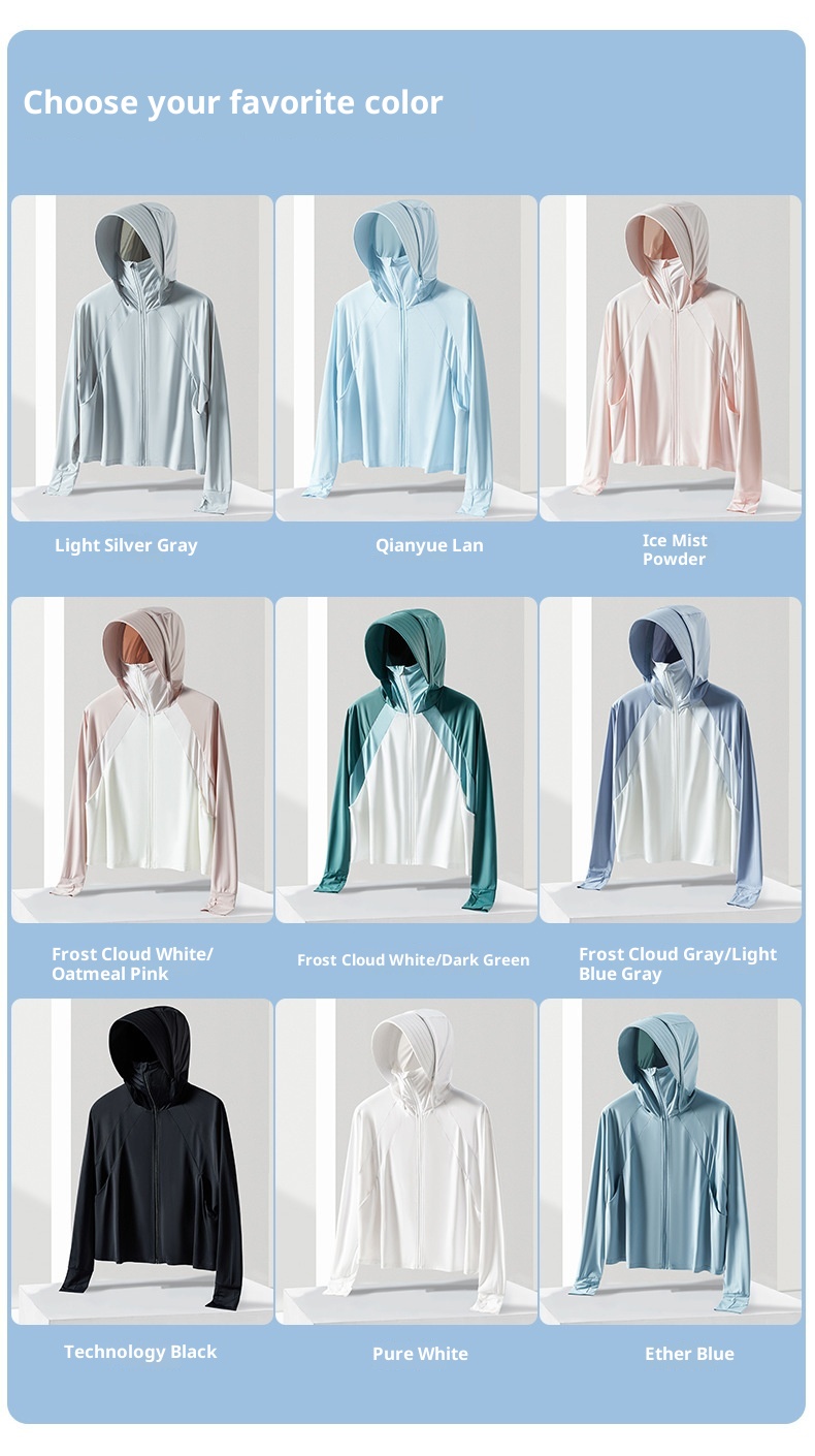 ActiveGo Yunduo Original YKK Zipper Large Brim Cloak Coat Ice Silk Abbigliamento protettivo solare UV per donna_voghion.com